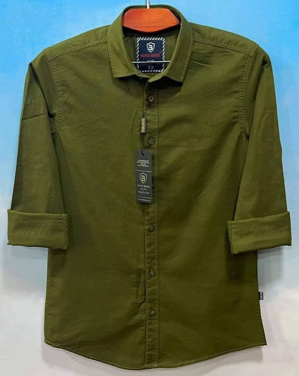Mens Casual Shirt Olive Color Full Sleeve