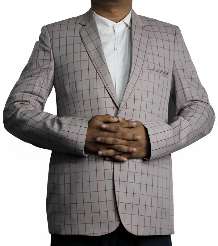 Mens Blazer Red CHK Regular Fit Premium Febrics