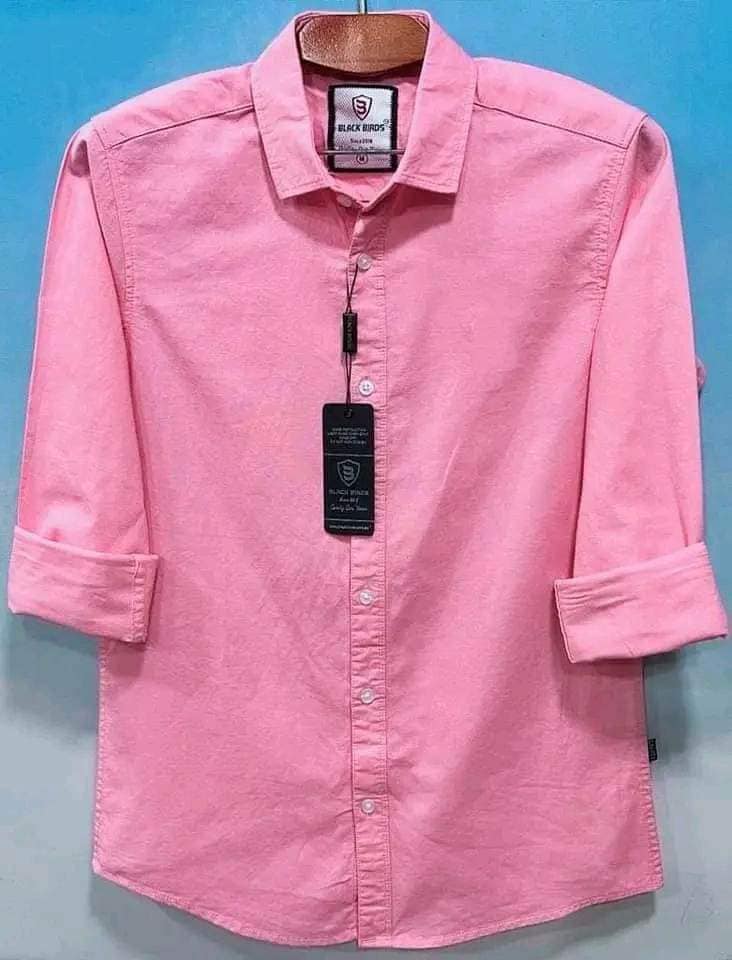Mens Casual Shirt Pink Color Full Sleeve