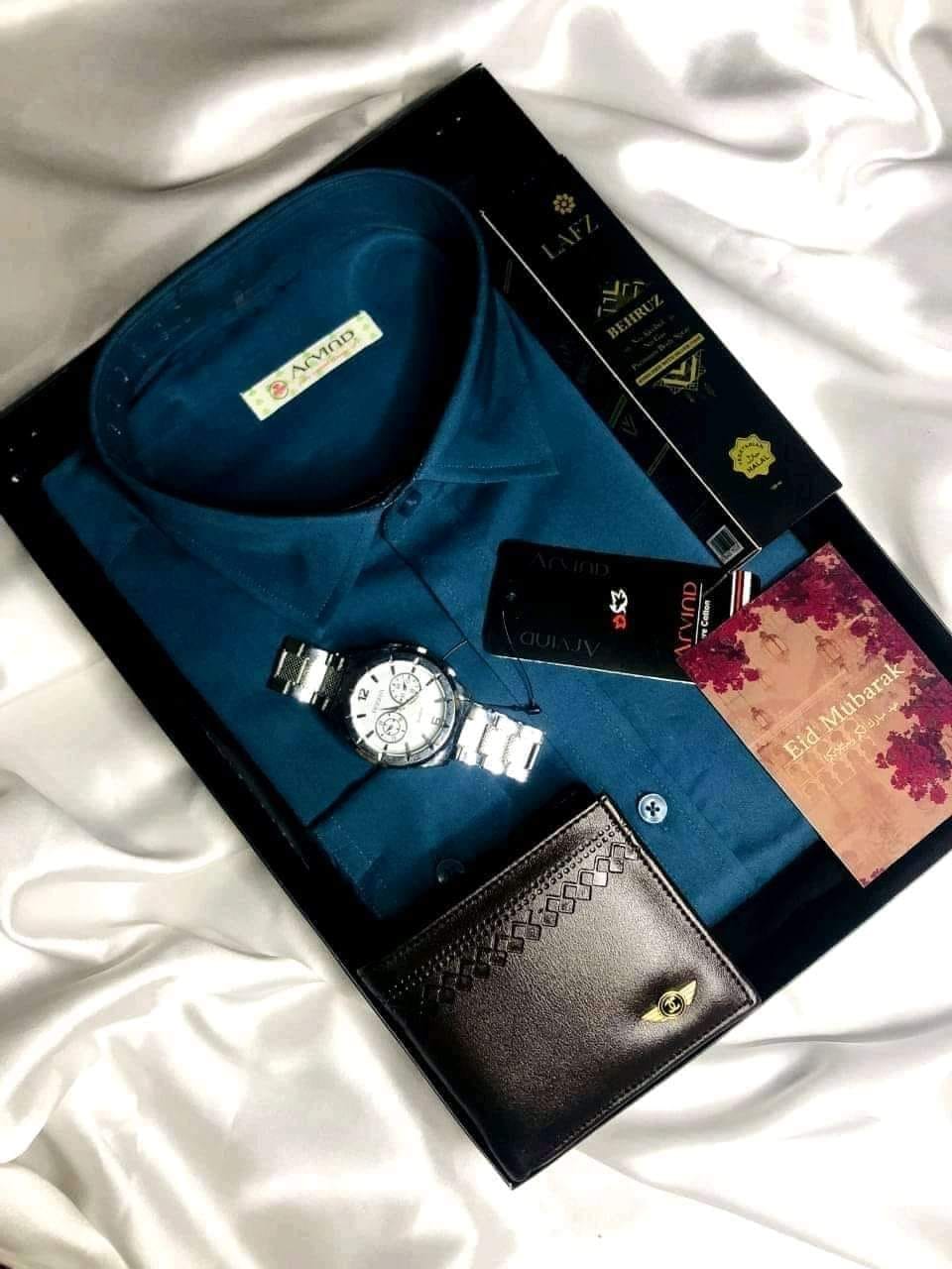 Shirt Combo Pack For Men Sea Green Shirt Perfume