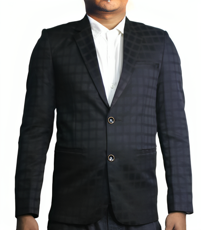 Mens Blazer Black CHK Regular Fit Premium Febrics